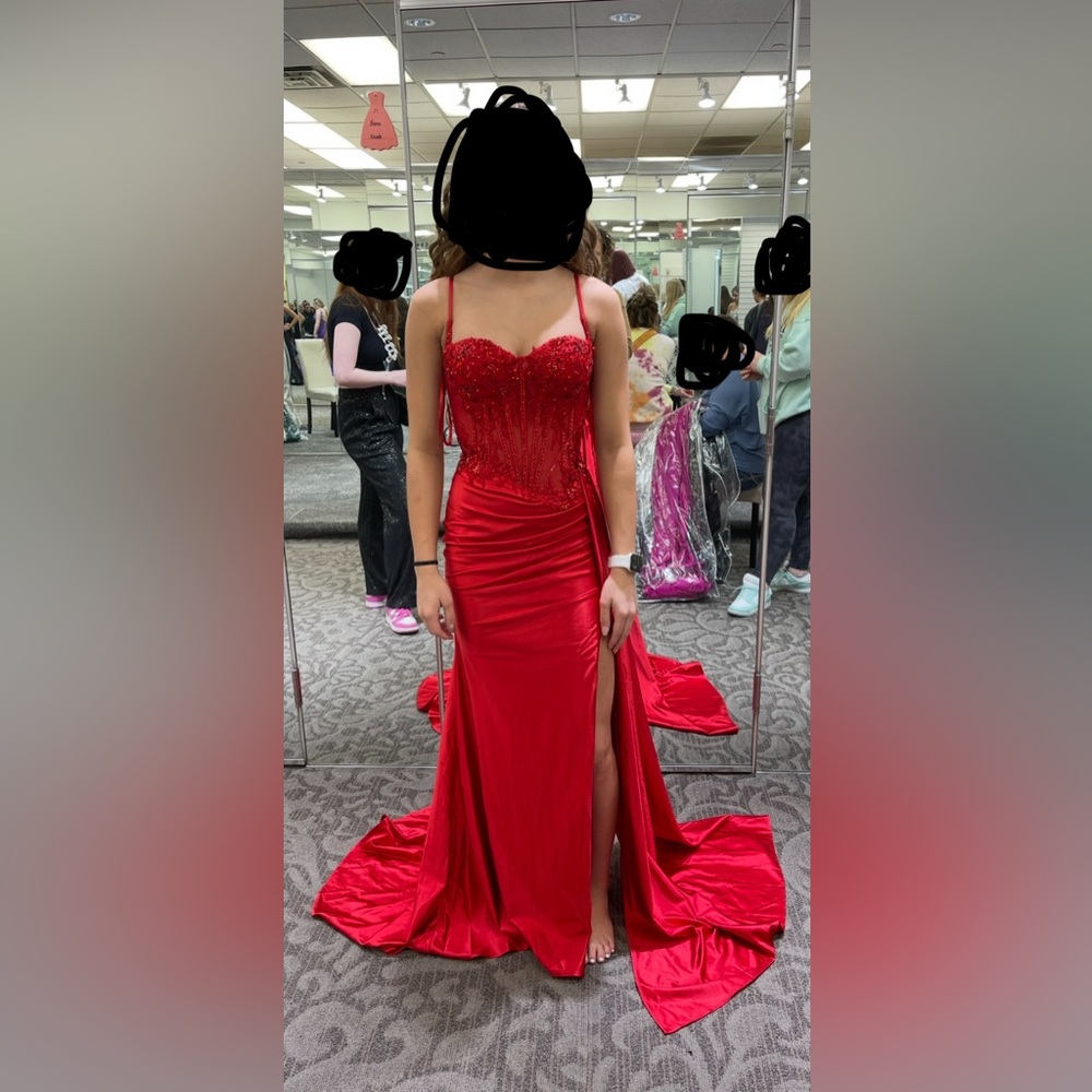 Glam Scarlet Beaded Evening Gown